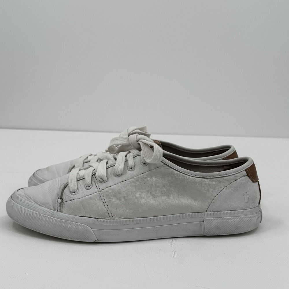 Frye Gia Sneakers Leather Women's Size 9.5 White‎ Flat Preppy Classic Shoes
